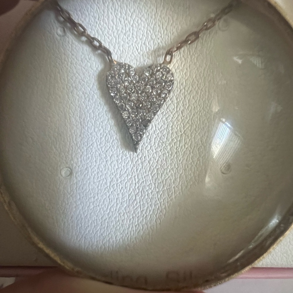 Sparkly Crystal Rose Gold Heart Pendant Necklace in Box(2 chocolate stones)